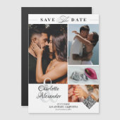 Gepersonaliseerde 4 Photo Collage Wedding Save the Magnetische Uitnodiging (Voorkant / Achterkant)