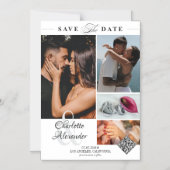 Gepersonaliseerde 4 Photo Collage Wedding Save the Magnetische Uitnodiging (Voorkant)