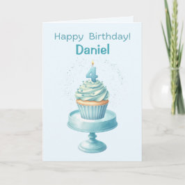 Gepersonaliseerde 4e Verjaardag Cupcake Kaart