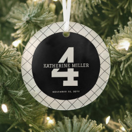 Gepersonaliseerde 4e verjaardag Modern en Elegant Glas Ornament