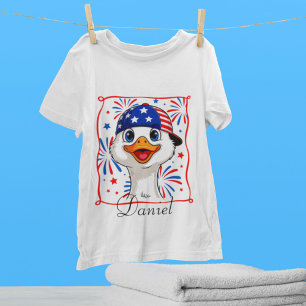 Gepersonaliseerde 4th of July Goose Boy Patriotic T-shirt