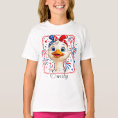 Gepersonaliseerde 4th of July Goose Girl Patriotic T-shirt (Voorkant)