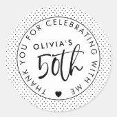 Gepersonaliseerde 50 Bedankt voor het vieren met m Ronde Sticker (Voorkant)