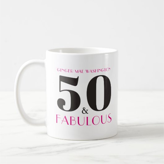 Gepersonaliseerde 50 en Fabulous Birthday Party Mo Koffiemok (Links)