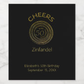 Gepersonaliseerde 50 en Fabulous Black Gold Cheers Wijn Etiket (Enkel label)
