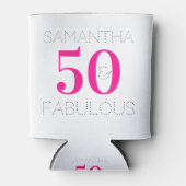 Gepersonaliseerde 50 en Fabulous Hot Pink Party Fa Blikjeskoeler (Voorkant)