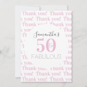 Gepersonaliseerde 50 en fabulous Modern Roze Bedankkaart (Voorkant)