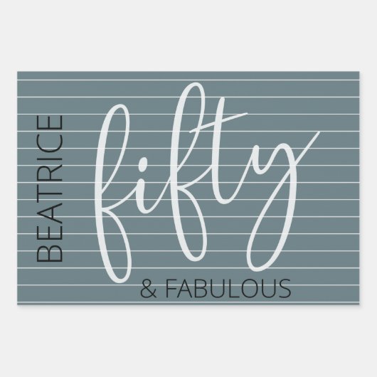 Gepersonaliseerde 50 en Fabulous Modern Script Inpakpapier Vel (Voorkant 3)