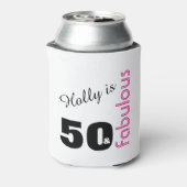 Gepersonaliseerde 50 en Fabulous Theme 50th Verjaa Blikjeskoeler (Blikje Achterkant)