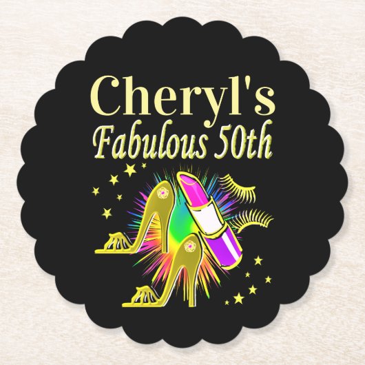 GEPERSONALISEERDE 50 EN FANTASTISCHE DIVA KARTONNEN ONDERZETTERS (Voorkant)