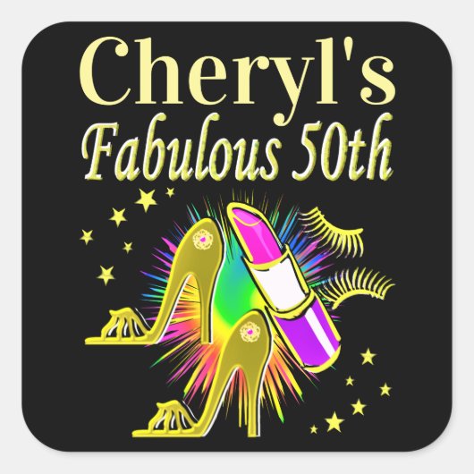GEPERSONALISEERDE 50 EN FANTASTISCHE DIVA VIERKANTE STICKER (Voorkant)