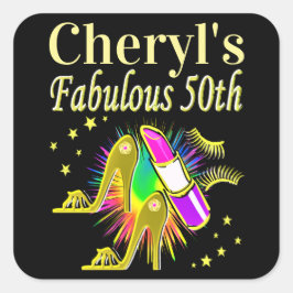 GEPERSONALISEERDE 50 EN FANTASTISCHE DIVA VIERKANTE STICKER