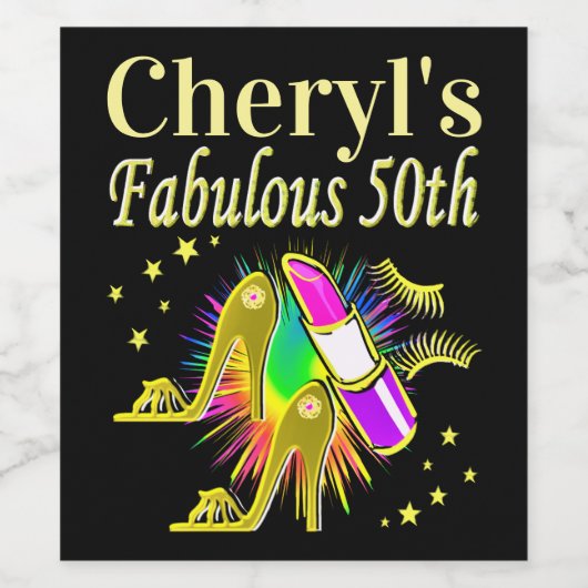 GEPERSONALISEERDE 50 EN FANTASTISCHE DIVA WIJN ETIKET (Enkel label)