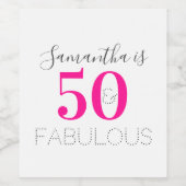 Gepersonaliseerde 50 en fantastische Hot Pink Verj Wijn Etiket (Enkel label)