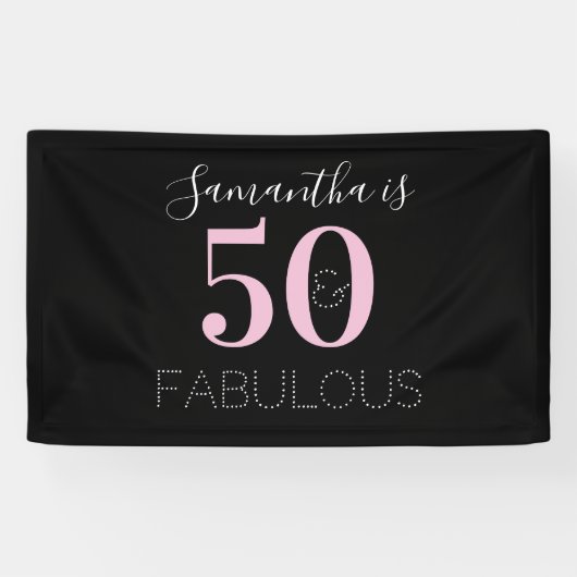 Gepersonaliseerde 50 en fantastische moderne verja spandoek (Horizontaal)