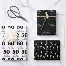 Gepersonaliseerde 50 en fantastische verjaardag inpakpapier vel