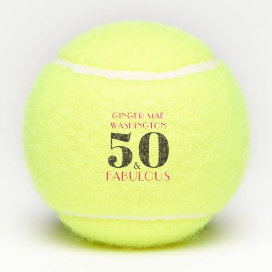 Gepersonaliseerde 50 en fantastische verjaardag tennisballen (Achterkant)