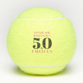 Gepersonaliseerde 50 en fantastische verjaardag tennisballen (Voorkant)