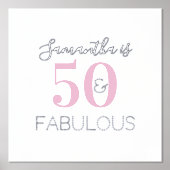 Gepersonaliseerde 50 en geweldige roze zilverdag folie afdrukken (Voorkant)