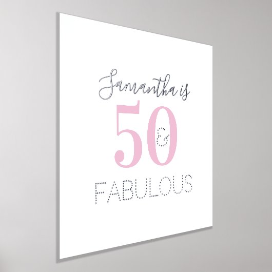 Gepersonaliseerde 50 en geweldige roze zilverdag folie afdrukken (Laagn)