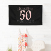 Gepersonaliseerde 50 Fabulous Roos Goud Zwart Verj Spandoek (Insitu)