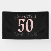 Gepersonaliseerde 50 Fabulous Roos Goud Zwart Verj Spandoek (Horizontaal)