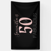 Gepersonaliseerde 50 Fabulous Roos Goud Zwart Verj Spandoek (Verticaal)