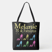 GEPERSONALISEERDE 50 & FABULOUS SHOE QUEEN CANVAS  TOTE BAG (Achterkant)