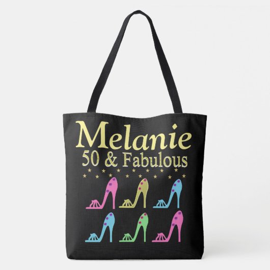 GEPERSONALISEERDE 50 & FABULOUS SHOE QUEEN CANVAS  TOTE BAG (Achterkant)