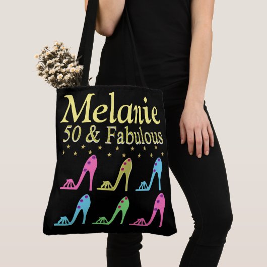 GEPERSONALISEERDE 50 & FABULOUS SHOE QUEEN CANVAS  TOTE BAG (Dichtbij)