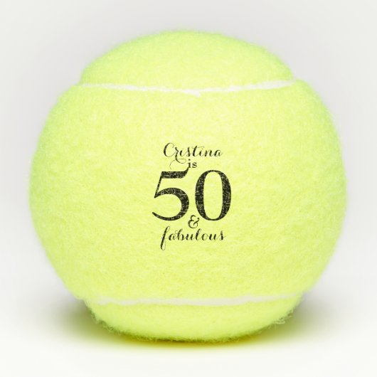Gepersonaliseerde 50 & Fabulous Tennis Ball Tennisballen (Voorkant)