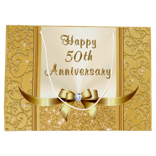 Gepersonaliseerde 50e bruiloft Jubileum Gift Bags Groot Cadeauzakje (Achterkant)