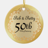 Gepersonaliseerde 50e bruiloft Jubileum Gold Keramisch Ornament (Voorkant)