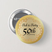 Gepersonaliseerde 50e bruiloft Jubileum Gold Ronde Button 5,7 Cm (Voorkant /achterkant)