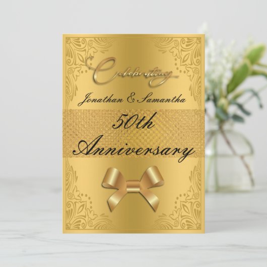 Gepersonaliseerde 50e bruiloft Jubileum Gouden Boo Kaart (Staand voorkant)