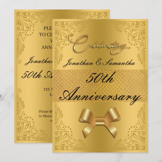 Gepersonaliseerde 50e bruiloft Jubileum Gouden Boo Kaart (Voorkant / Achterkant)