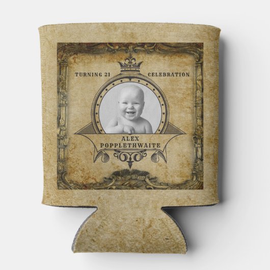 Gepersonaliseerde 50e  foto-sjabloon van geboorte blikjeskoeler (Achterkant)