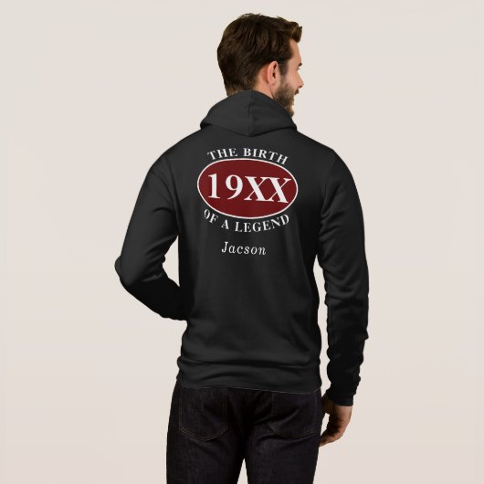 Gepersonaliseerde 50e geboorte van een zwarte lege hoodie (Achterkant volledig)