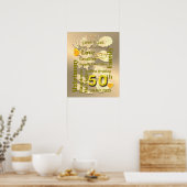 Gepersonaliseerde 50e gouden bruiloft Jubileum Poster (Keuken)