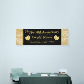 Gepersonaliseerde 50e Jubileum Banner, Zwart, Goud Spandoek (Beurs)