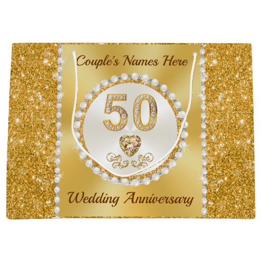 Gepersonaliseerde, 50e Jubileum Cadeaus, 4 Grootte Groot Cadeauzakje (Voorkant)