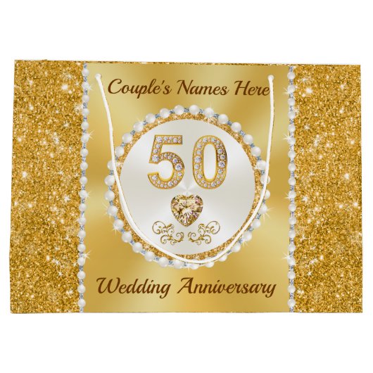 Gepersonaliseerde, 50e Jubileum Cadeaus, 4 Grootte Groot Cadeauzakje (Achterkant)