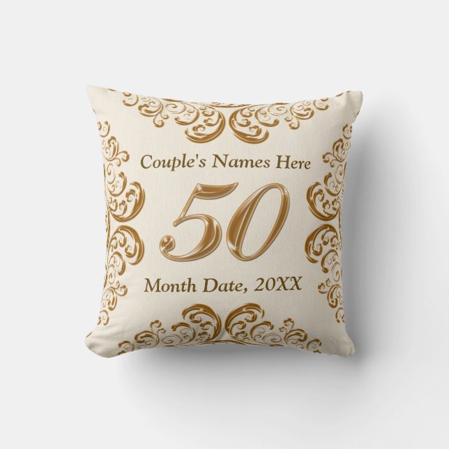 Gepersonaliseerde 50e Jubileum cadeaus, Pillow Kussen (Voorkant)