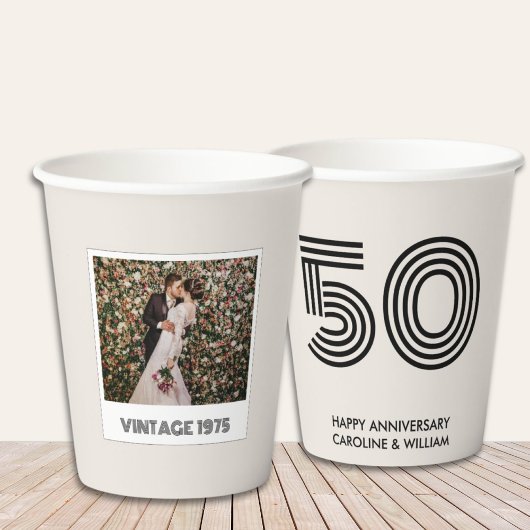 Gepersonaliseerde 50e Jubileum Decor Party Cups Papieren Bekers