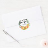 Gepersonaliseerde 50e Jubileum gele bloemenkrans Ronde Sticker (Envelop)