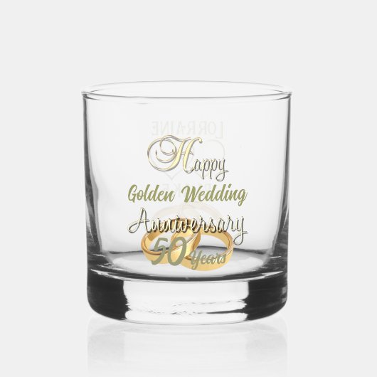 Gepersonaliseerde 50e Jubileum geschenk whiskybril Whisky Glas (Voorkant)