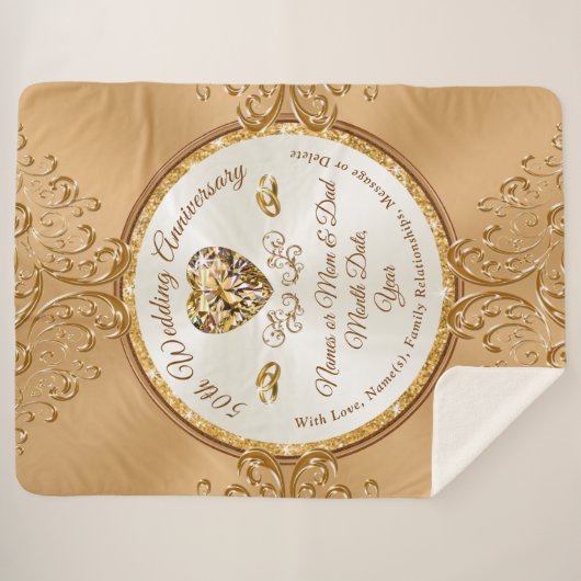 Gepersonaliseerde, 50e Jubileum Gooi Deken (Voorkant (horizontaal))