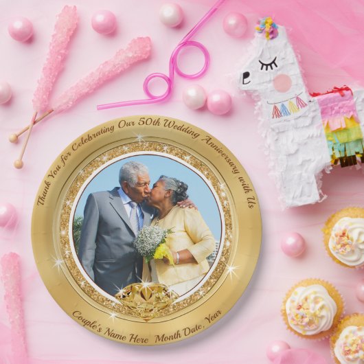 Gepersonaliseerde 50e Jubileum papieren Borden Papieren Bordje (Feest)