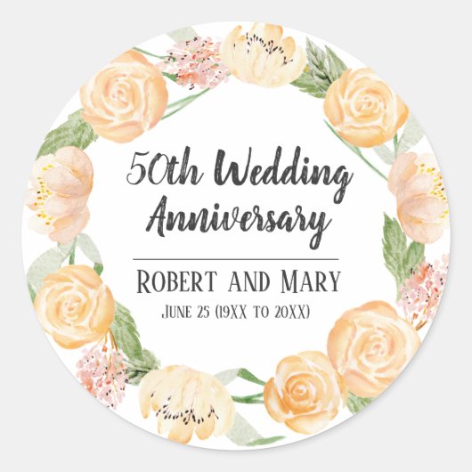 Gepersonaliseerde 50e Jubileum Party Favor Seal Ronde Sticker (Voorkant)