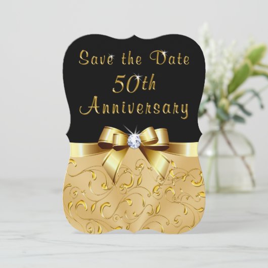 Gepersonaliseerde, 50e Jubileum Save the Date Card (Staand voorkant)